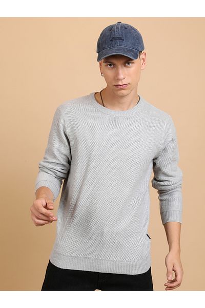 Highlander By Styli Textured Knit Round Neck Sweater
