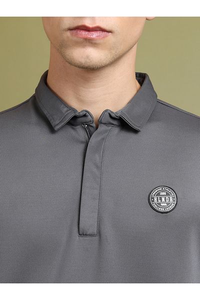 Highlander By Styli Solid Badge Detail Polo Neck Sweatshirt