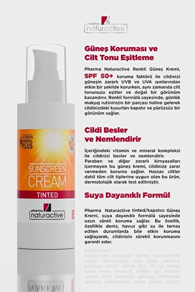 Pharmanaturactive Pharma Naturactive Kapatıcılı (TİNTED) Anında Koruma Etkili Güneş Kremi Spf 50 , 100 ml
