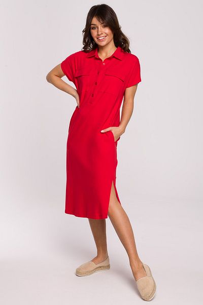 BEWEAR Safari dress with a collar and front pockets