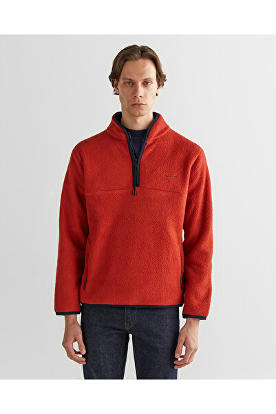Gant Erkek Bordo Regular Fit Yarım Fermuarlı Sweatshirt