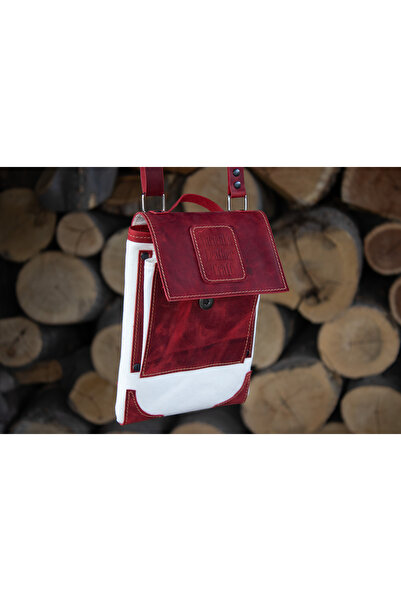 Ancient Leather Craft Hakiki Deri & Kanvas Ayarlanabilir Omuz Askılı Çanta Be...