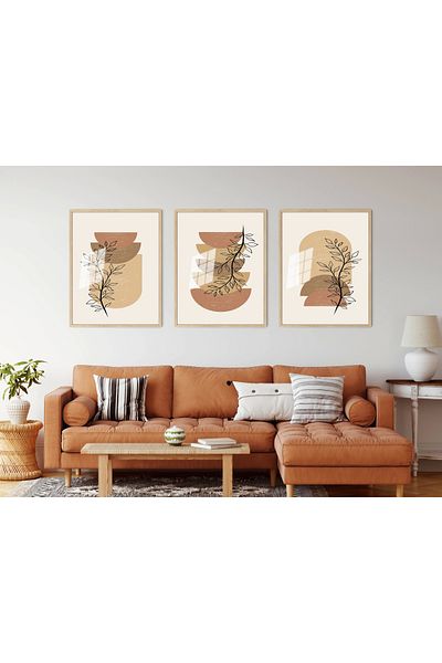 bestablo 3 Piece Framed Decorative Boho Wood Painting Set