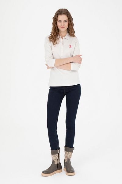 U.S. Polo Assn. Hanorac negru de bază cu gât polo de damă 1675677