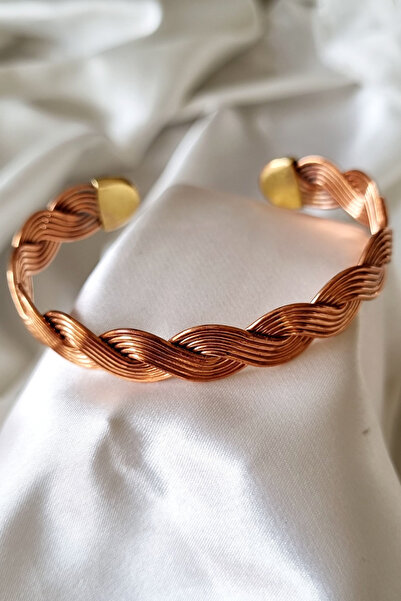 Trade Bazaar El Yapımı Unisex Şık Tasarım Kalın Burgu Saf Bakır Bilezik Bakır...