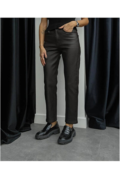 ALYA BUTİK Black Waxed Jeans