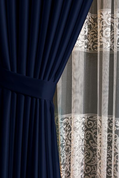 LUNETT HOME DARK BLUE BLACKOUT CURTAIN WITHOUT PLEATS WITH EXTRA RAIL SINGLE PANEL V22