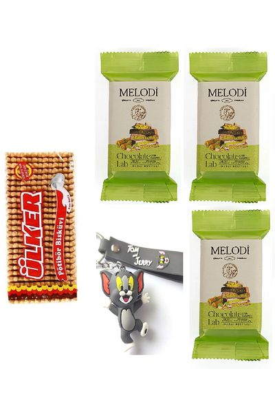 Ülker Pötibör Biscuits Plain 175 g and Melodi Dubai Chocolate 90 g X 3 Pcs (with Keychain Gift)