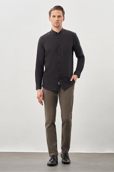 İmza Πουκάμισο με γιακά Μαύρο Slim Fit - Μακρυμάνικο, Χωρίς Τσέπη, Βαμβακερό 1004245270 _001