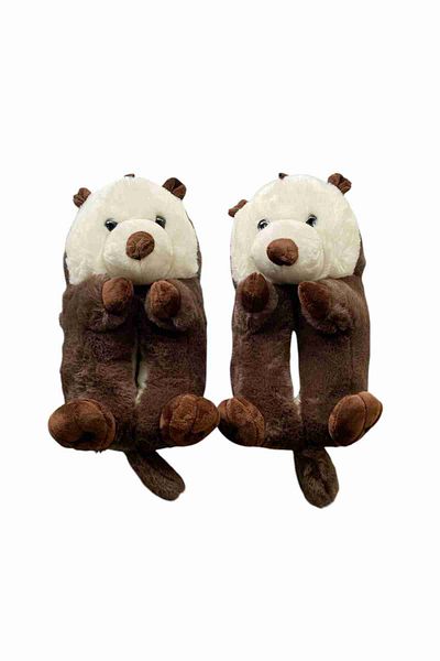 Polaris 607172   Χειμερινές γυναικείες παντόφλες με Animal Teddy Bear Παντόφλες εσωτερικής αθόρυβης βάσης