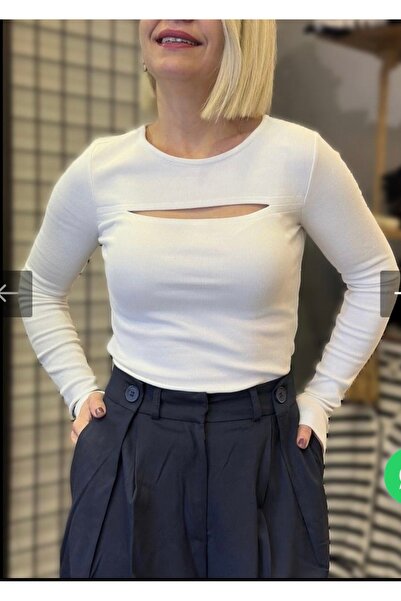 KAROL Önü açık dar fitilli uzun kollu bluz