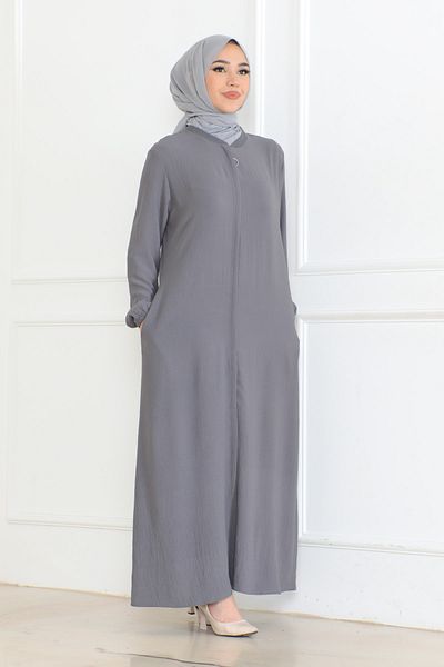 OKTAYUSTA COLLECTİON Plain Daily Full Length Abaya with Hidden Placket