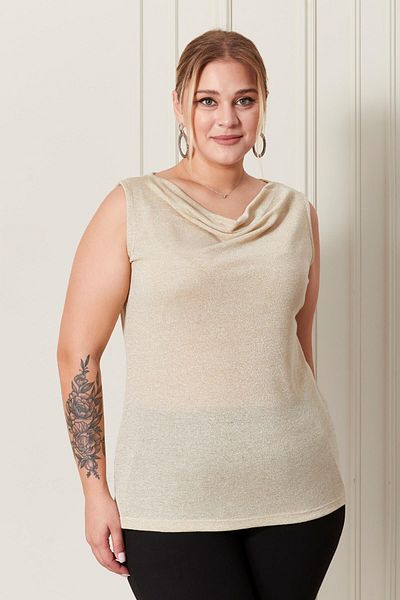 Seamoda Plus Size Degaje Collar Silvery Sleeveless 4 Seasons Comfortable Use Stylish Blouse