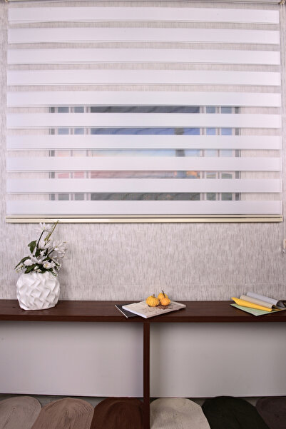 Setekshome Beyaz Düz Etek Dilimsiz 616-b/1 Zebra Stor Güneşlik Perde