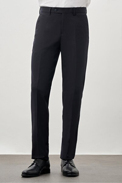 İmza Σκούρο Navy Blue Flexible Πλαϊνές Τσέπες Comfort Fit Classic Παντελόνι 1003245207