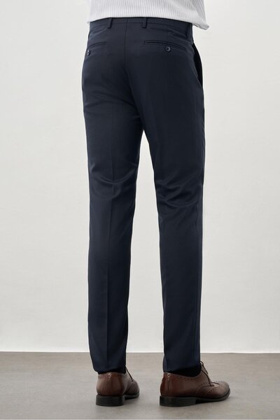 İmza Koyu Lacivert Esnek Yandan Cepli Slim Fit Classic Pantolon 1003245209