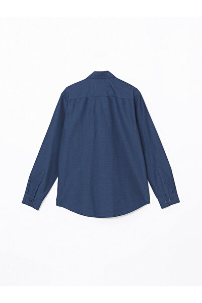 LC Waikiki Navy Blue Regular Fit Long Sleeve Dobby Men's Shirt
