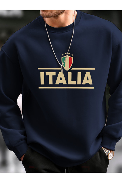 Lider Leather Baskılı Sıfır Yaka Sweatshirt - Şık ve Konforlu Tasarım