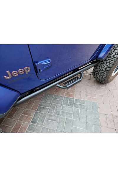 American Off Road Jeep Wrangler JL 2DR 18-23 Side Steps, Nerf Bars, Stealth Edition
