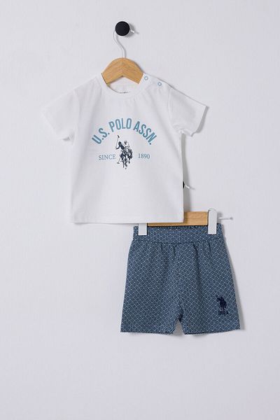 U.S. Polo Assn. قاعدة. بولو أسن. طقم بيبي بوي أبيض