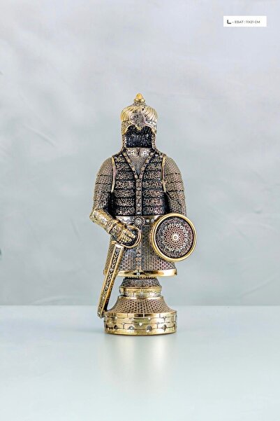 Güncel Vitrin Zirkon Taşlı Gold Fetih Zırhı Biblo 11*21 cm