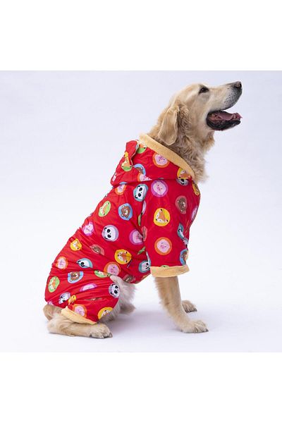 Pettrend Red Animals Large Dog Coat Large Breed Raincoat Dog Apparel