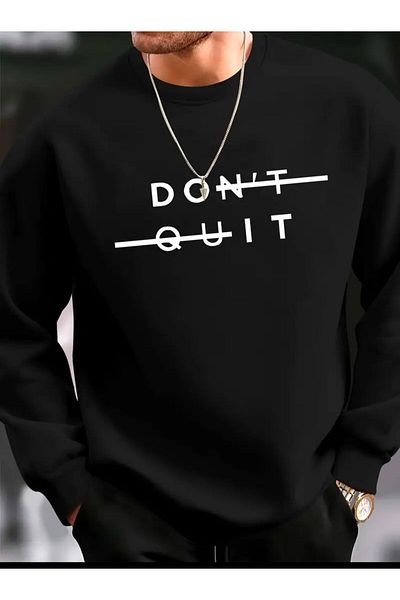 Medinenur Суичър с кръгло деколте с щампа Dont Quit