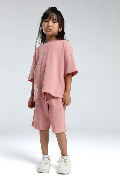 Rolypoly Girl's Pink Bermuda Set