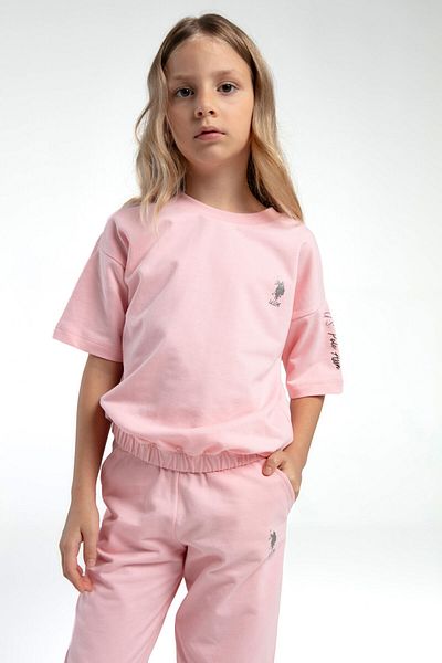 U.S. Polo Assn. U.S. Polo Assn. Girl's Pink Short Sleeve Pajama Set