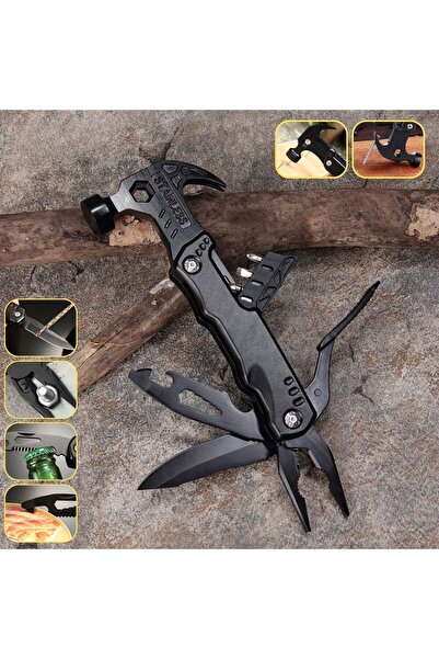 DEKOHOP Katlanabilir Çok Amaçlı Kamp Aleti Çakı Çekiç Bıçak Pense Çok Fonksiy...