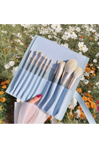 gaman مجموعة فرش مكياج بتصميم عصري مكونة من 10 قطع مع حقيبة جلدية، مجموعة احترافية يومية فائقة النعومة