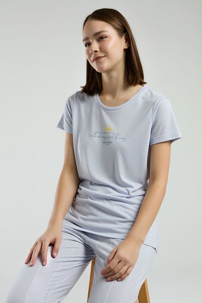 Pierre Cardin Women's Blue Short Sleeve Pajama Set