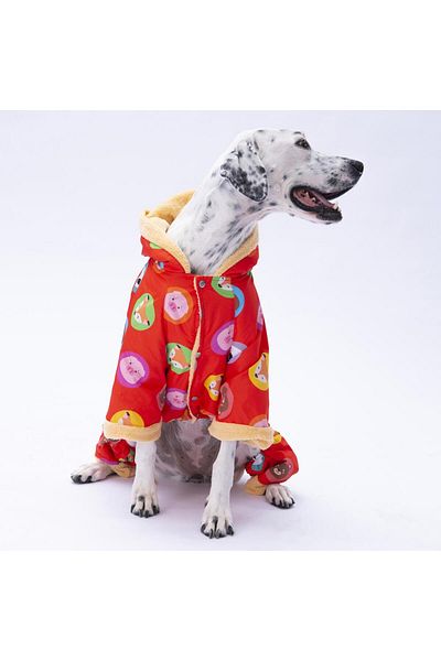 Pettrend Orange Animals Large Dog Coat Large Breed Raincoat Dog Apparel