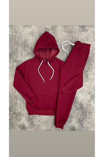 ESKİŞEHİR YUMURCAK Children's Burgundy Color Fleece Tracksuit Set