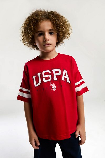 U.S. Polo Assn. قاعدة. بولو أسن. بدلة برمودا حمراء للأولاد