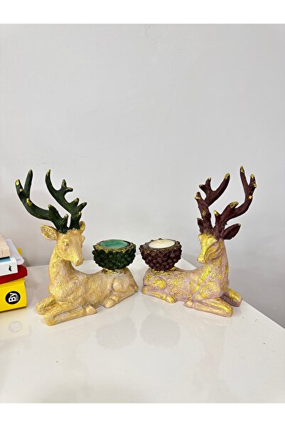 FREE İkili Geyik Mumluk Yılbaşı Dekor