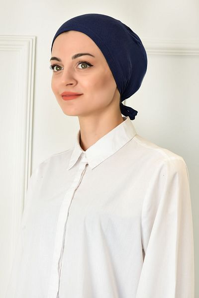 BURDEN IPEK Boneta din bumbac pieptănat simplu cusut, bleumarin