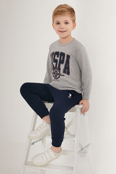 U.S. Polo Assn. Dečački sivi melange pidžama set 50285646-VR086