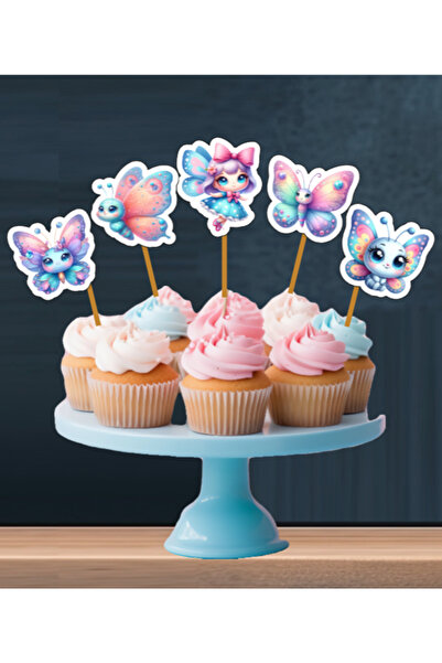 Hiras Dizayn 15 قطعة من كب كيك لطيف على شكل فراشة - مسواك لتزيين عيد الميلاد ...