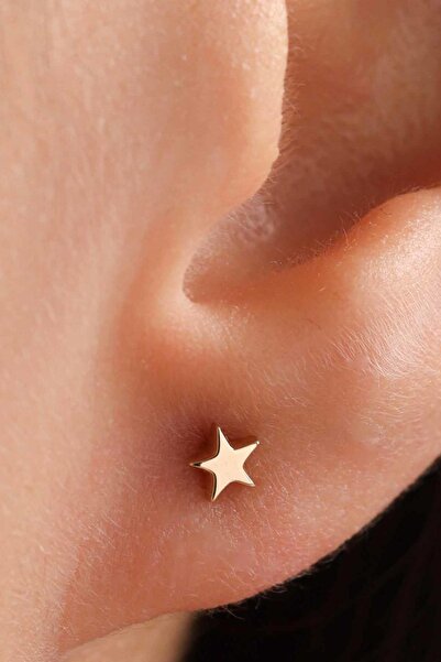 Bayar Gold 14 Ayar Altın Star Küpe