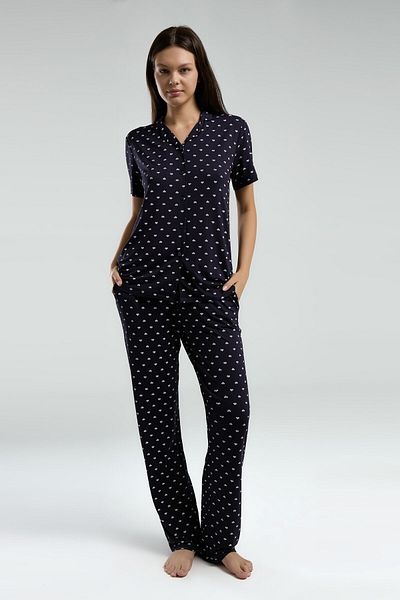 Arnetta Women's Navy Blue Shirt Pajama Set