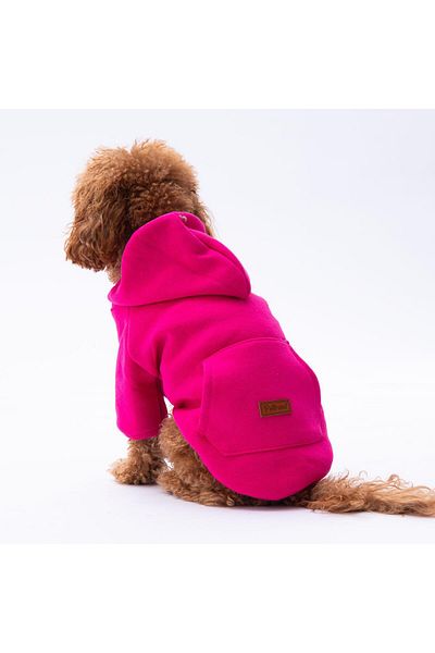 Pettrend Pink Hoodie with Fuchsia Kangaroo Pocket - Cat Dog Sweatshirt Outfit