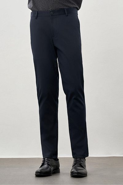 İmza Dark Navy Cotton Side Pocket Casual Comfort Fit Chino Trousers 1003245169
