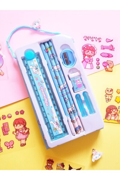Sabrina Koza Kawaii Kuromi My Melody Cinnamoroll Çanta Kalem Silgi Cetvel Kalemtıraş Not Defteri Kırtasiye Seti