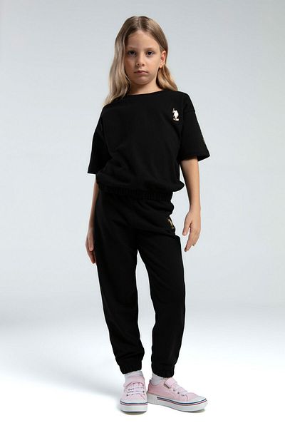 U.S. Polo Assn. Girl's Black Short Sleeve Pajama Set