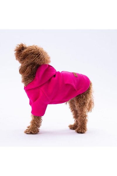 Pettrend Pink Hoodie with Fuchsia Kangaroo Pocket - Cat Dog Sweatshirt Outfit