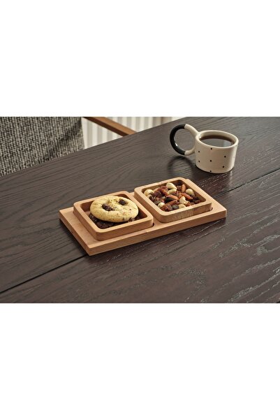 2'li Ahşap Çerezlik ve Sunum Tabağı