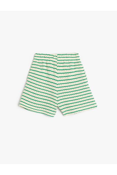 Koton Pantaloni scurți ajurat din amestec de bumbac cu talie elastică