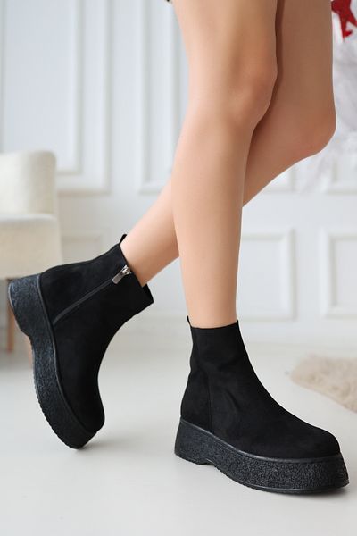otuzbesshoes Ghete de damă din piele intoarsa - Ayels H906, cu fermoar