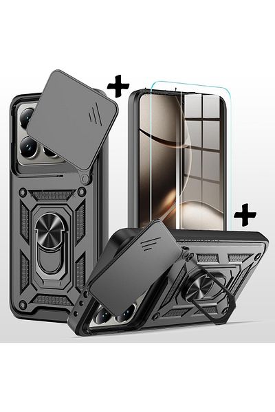 m.tk moveteck حافظة متوافقة مع هاتف Xiaomi Mi 14T & Mi 14T Pro مع غطاء حماية منزلق للكاميرا + مجموعة زجاجية واقية للشاشة